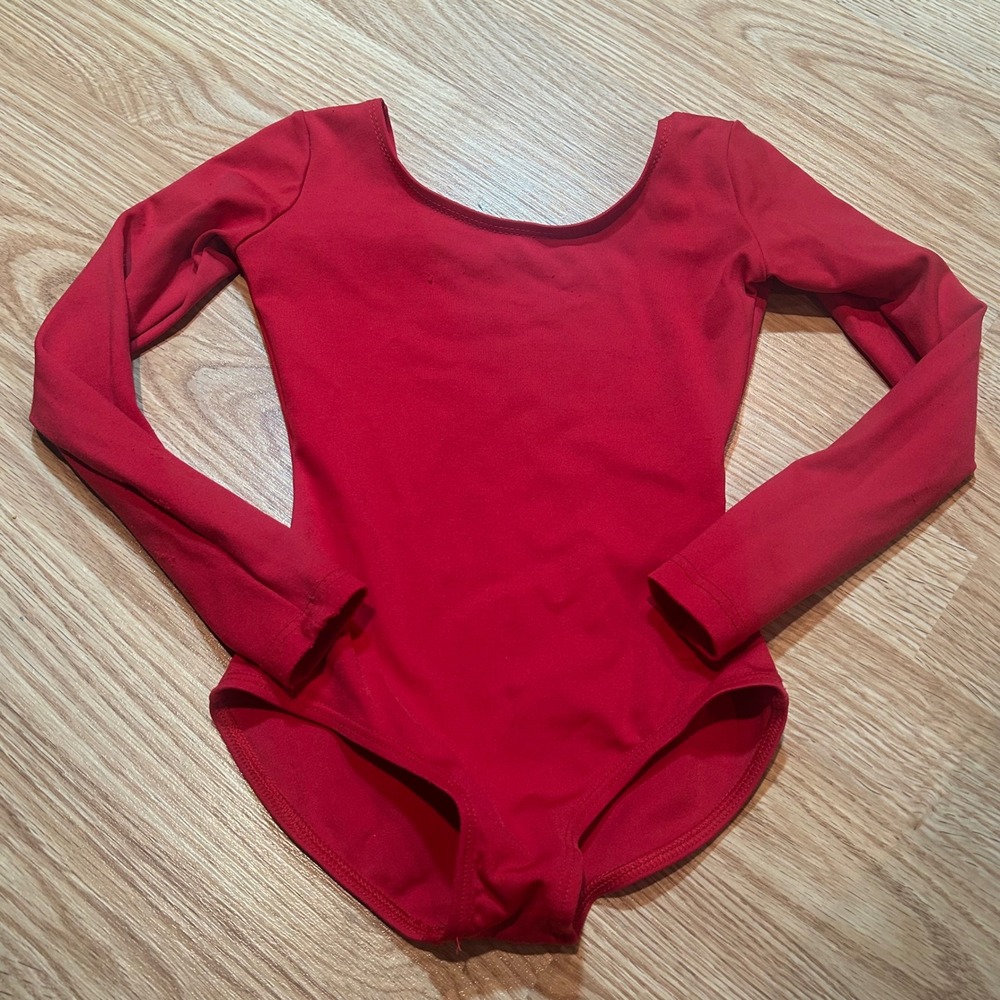 Capezio Red Long Sleeve‎ Leotard Child intermediate Ballet Dance Gymnastics
